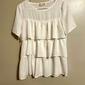 Impressions White Ruffled Blouse